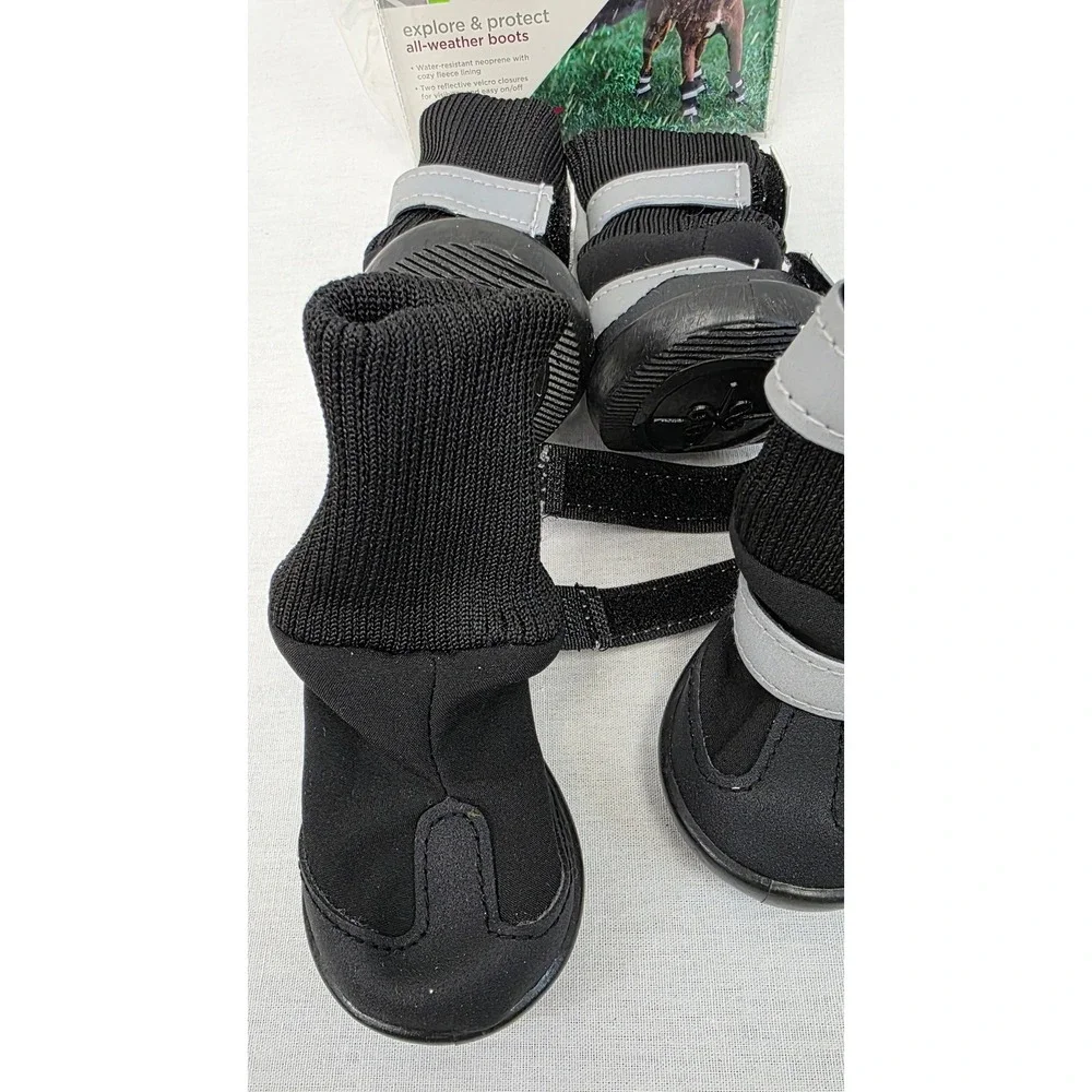 Good2Go Black All Weather Dog Boots‎ Size S Reflective Neoprene